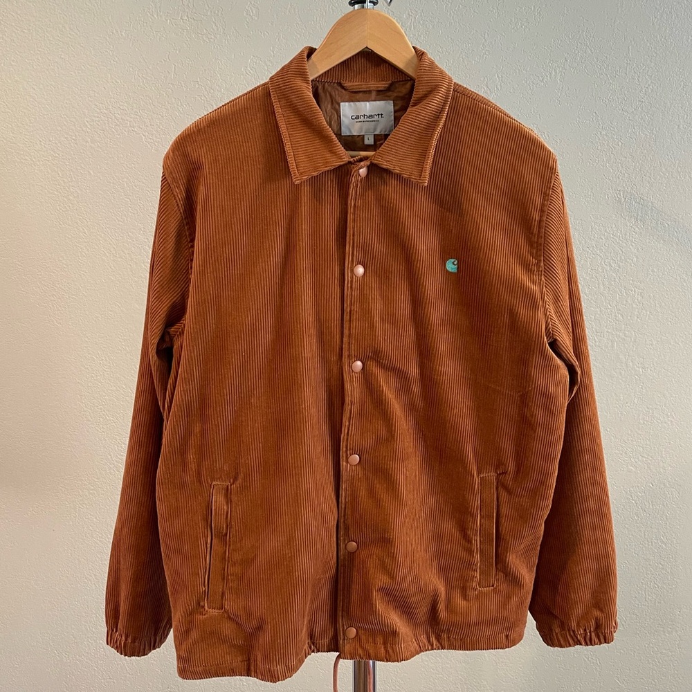 Carhartt WIP Corduroy Coach Jacket in Rum and Bondi. Size L
